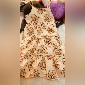 NWOT Girls beautiful white, orange & pink floral triple layered dress, bundle!